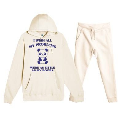 Suower Alley I Wish All My Problems Were As Little As My Boobs Panda Premium Hooded Sweatsuit Set