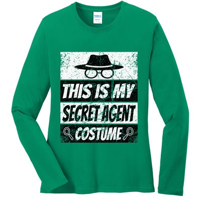 Secret Agent Inspector Spy Costume Retro Spy Ladies Long Sleeve Shirt