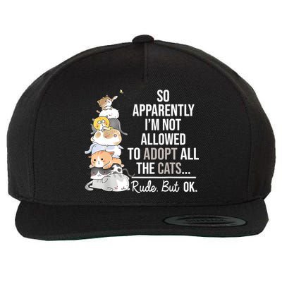 So Apparently Im Not Allowed To Adopt All The Cats Funny Wool Snapback Cap