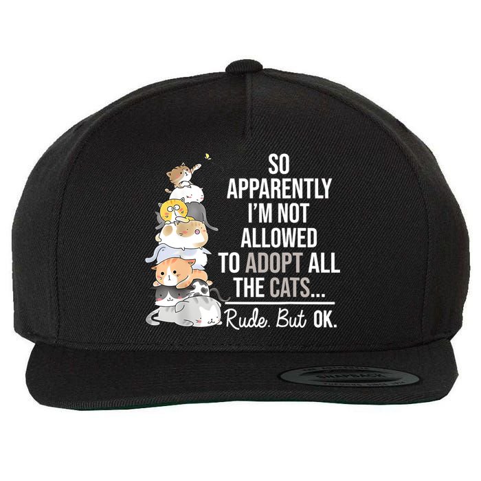 So Apparently Im Not Allowed To Adopt All The Cats Funny Wool Snapback Cap