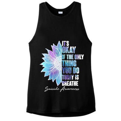 Suicide Awareness Its Okay If The Only Thing You Do Today Is Breathe Ladies PosiCharge Tri-Blend Wicking Tank
