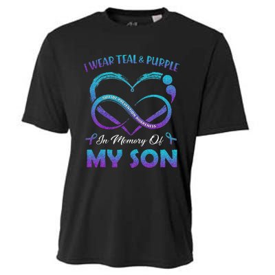 Suicide Awareness I Wear Teal & Purple In Memory Of My Son Cooling Performance Crew T-Shirt