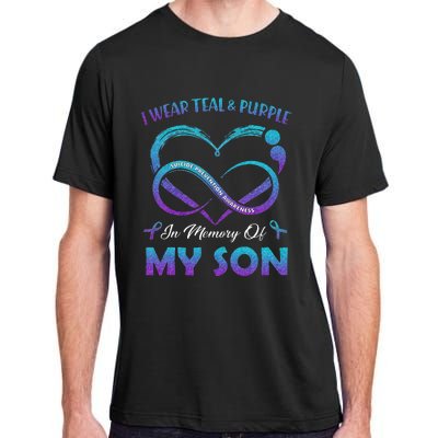 Suicide Awareness I Wear Teal & Purple In Memory Of My Son Adult ChromaSoft Performance T-Shirt