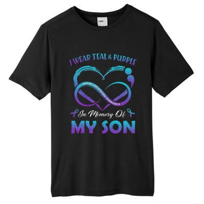 Suicide Awareness I Wear Teal & Purple In Memory Of My Son Tall Fusion ChromaSoft Performance T-Shirt