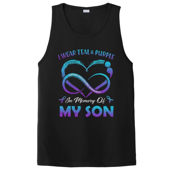 Suicide Awareness I Wear Teal & Purple In Memory Of My Son PosiCharge Competitor Tank