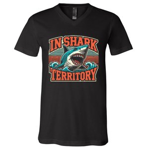 Sea Animal In Shark Territory Retro Shark V-Neck T-Shirt