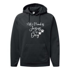 S All I Need Is Jesus And My Dog Christian Faith Doggie Lover V Neck Performance Fleece Hoodie