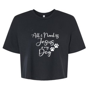 S All I Need Is Jesus And My Dog Christian Faith Doggie Lover V Neck Bella+Canvas Jersey Crop Tee