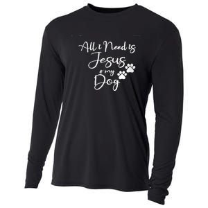 S All I Need Is Jesus And My Dog Christian Faith Doggie Lover V Neck Cooling Performance Long Sleeve Crew