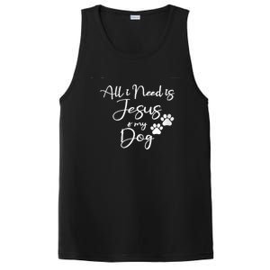 S All I Need Is Jesus And My Dog Christian Faith Doggie Lover V Neck PosiCharge Competitor Tank