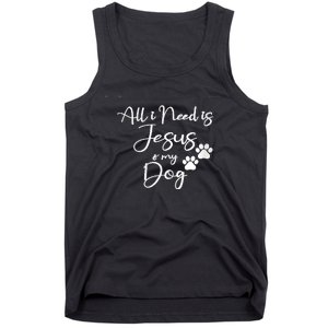 S All I Need Is Jesus And My Dog Christian Faith Doggie Lover V Neck Tank Top