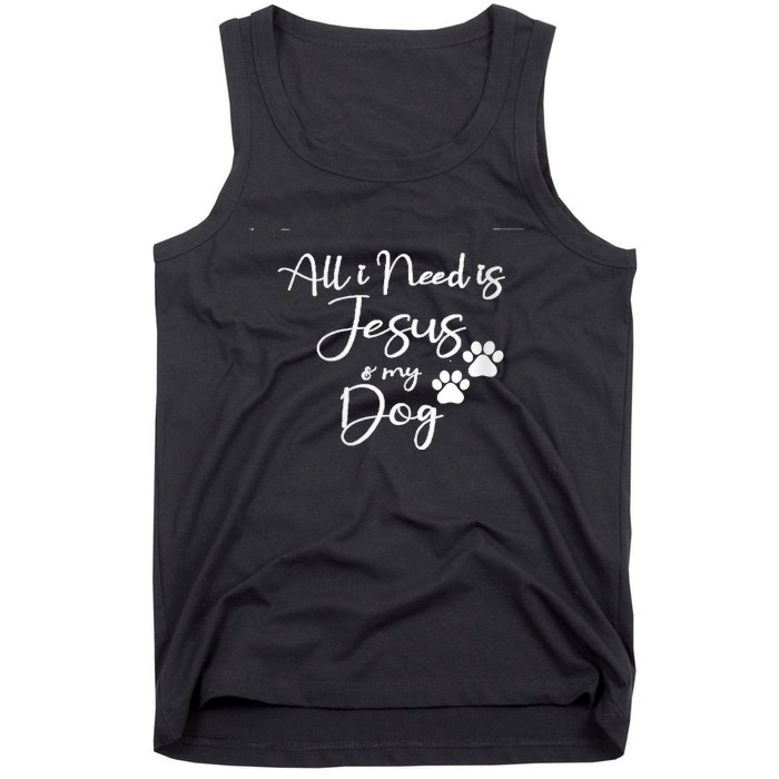 S All I Need Is Jesus And My Dog Christian Faith Doggie Lover V Neck Tank Top