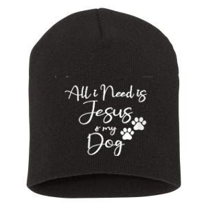 S All I Need Is Jesus And My Dog Christian Faith Doggie Lover V Neck Short Acrylic Beanie