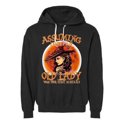 S Assuming IM Just An Old Lady Was Your First Mistake V Neck Garment-Dyed Fleece Hoodie