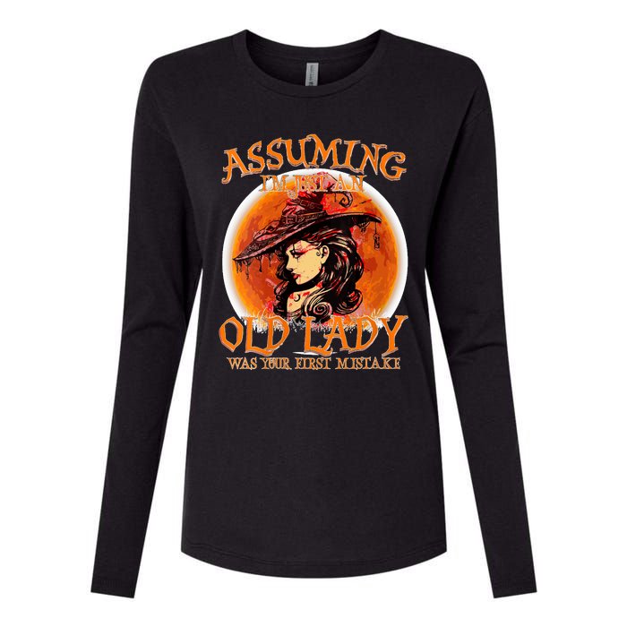 S Assuming IM Just An Old Lady Was Your First Mistake V Neck Womens Cotton Relaxed Long Sleeve T-Shirt