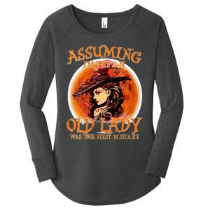 S Assuming IM Just An Old Lady Was Your First Mistake V Neck Women's Perfect Tri Tunic Long Sleeve Shirt