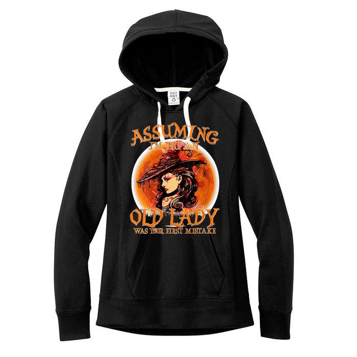 S Assuming IM Just An Old Lady Was Your First Mistake V Neck Women's Fleece Hoodie