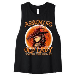 S Assuming IM Just An Old Lady Was Your First Mistake V Neck Women's Racerback Cropped Tank