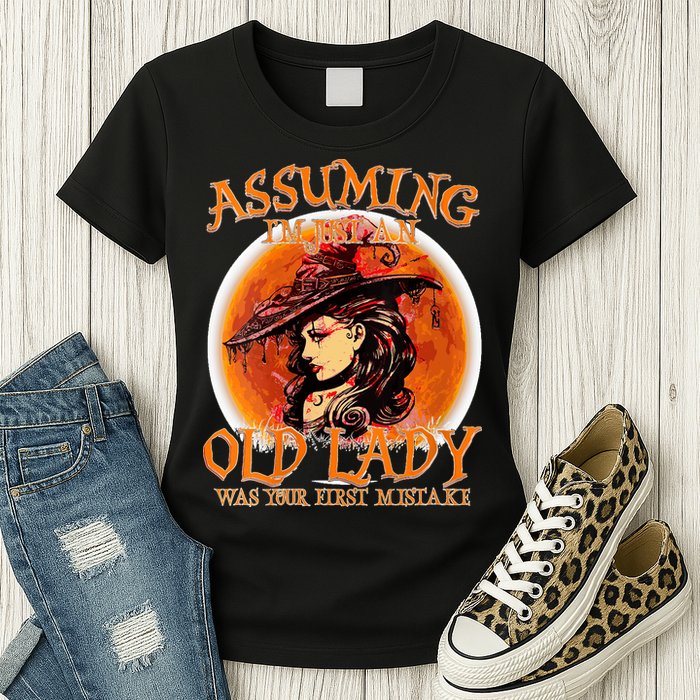 S Assuming IM Just An Old Lady Was Your First Mistake V Neck Womens T-Shirt