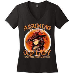 S Assuming IM Just An Old Lady Was Your First Mistake V Neck Women's V-Neck T-Shirt