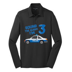 Sound Alarm Im 3 Birthday Boy Police Car Party Gift Silk Touch Performance Long Sleeve Polo