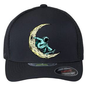 Skateboard Astronauts In Space Astronaut Skateboarding Funny Gift Flexfit Unipanel Trucker Cap