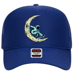 Skateboard Astronauts In Space Astronaut Skateboarding Funny Gift High Crown Mesh Back Trucker Hat