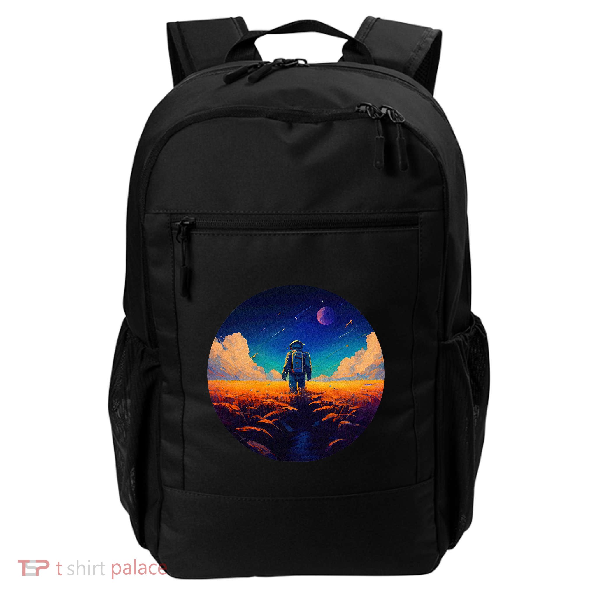 Stargazing Astronaut In Wheat Field Cosmos Daily Commute Backpack