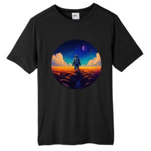 Stargazing Astronaut In Wheat Field Cosmos Tall Fusion ChromaSoft Performance T-Shirt