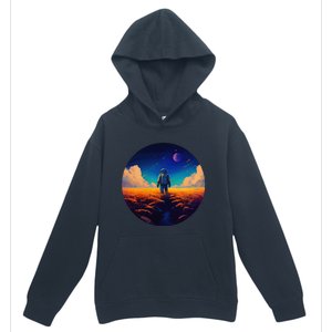 Stargazing Astronaut In Wheat Field Cosmos Urban Pullover Hoodie