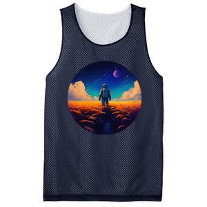 Stargazing Astronaut In Wheat Field Cosmos Mesh Reversible Basketball Jersey Tank