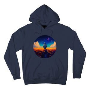 Stargazing Astronaut In Wheat Field Cosmos Tall Hoodie