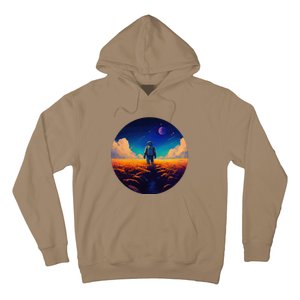 Stargazing Astronaut In Wheat Field Cosmos Hoodie