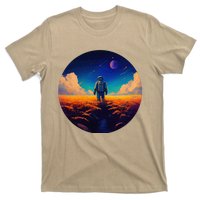 Stargazing Astronaut In Wheat Field Cosmos T-Shirt