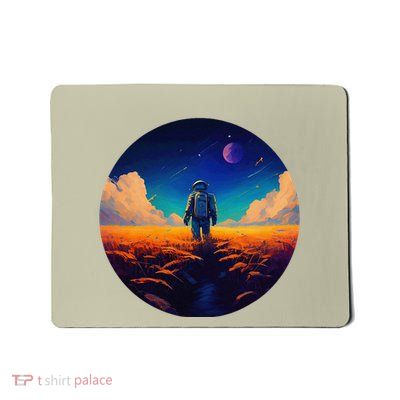Stargazing Astronaut In Wheat Field Cosmos Mousepad