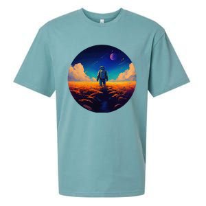 Stargazing Astronaut In Wheat Field Cosmos Sueded Cloud Jersey T-Shirt