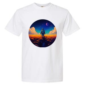 Stargazing Astronaut In Wheat Field Cosmos Garment-Dyed Heavyweight T-Shirt