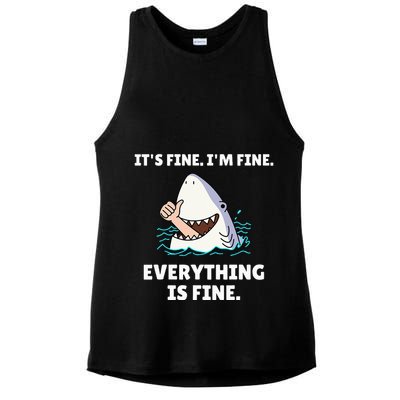 Shark Attack It’S Fine I’M Fine Everything Is Fine Ladies PosiCharge Tri-Blend Wicking Tank