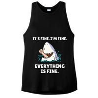 Shark Attack It’S Fine I’M Fine Everything Is Fine Ladies PosiCharge Tri-Blend Wicking Tank