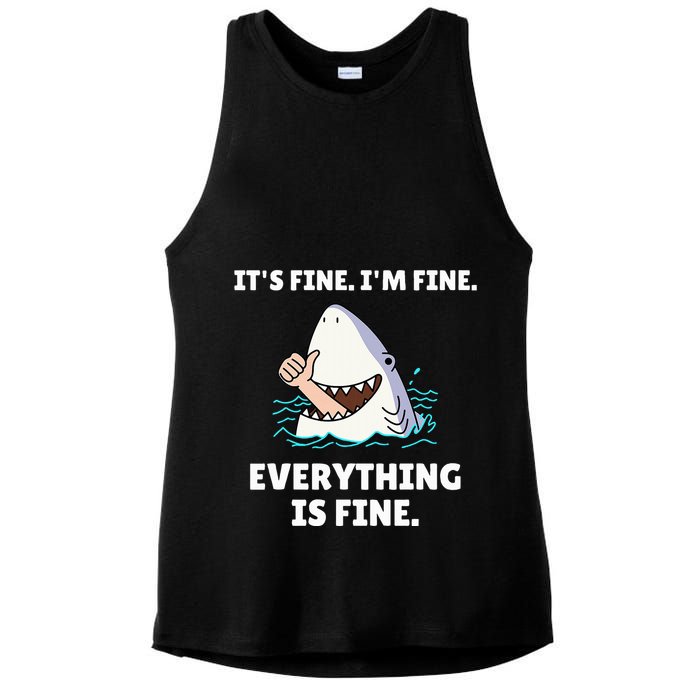 Shark Attack It’S Fine I’M Fine Everything Is Fine Ladies PosiCharge Tri-Blend Wicking Tank
