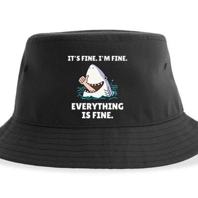 Shark Attack It’S Fine I’M Fine Everything Is Fine Sustainable Bucket Hat