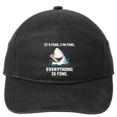 Shark Attack It’S Fine I’M Fine Everything Is Fine 7-Panel Snapback Hat