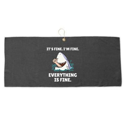 Shark Attack It’S Fine I’M Fine Everything Is Fine Large Microfiber Waffle Golf Towel