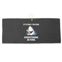 Shark Attack It’S Fine I’M Fine Everything Is Fine Large Microfiber Waffle Golf Towel