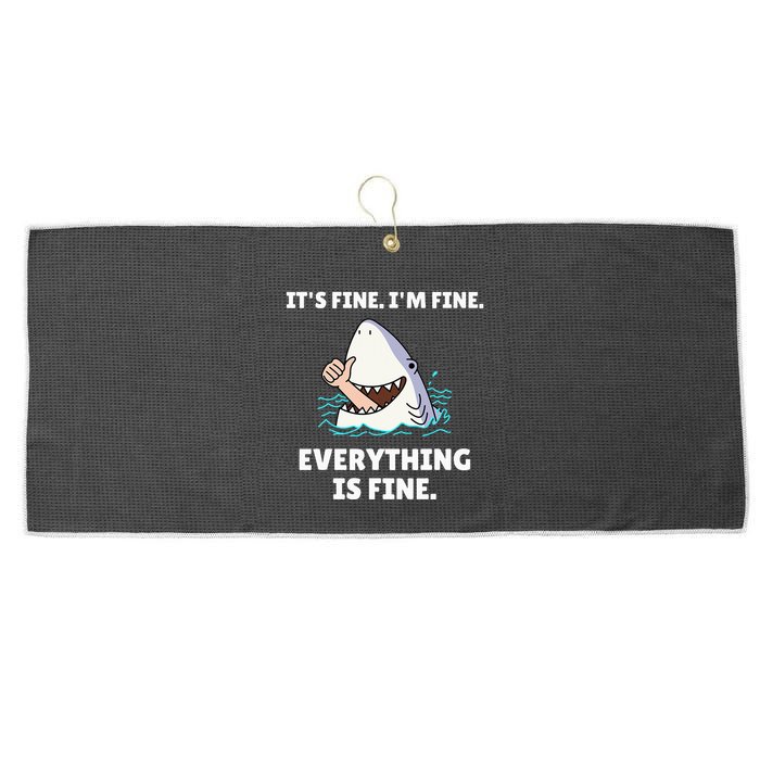 Shark Attack It’S Fine I’M Fine Everything Is Fine Large Microfiber Waffle Golf Towel