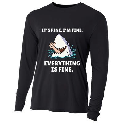 Shark Attack It’S Fine I’M Fine Everything Is Fine Cooling Performance Long Sleeve Crew