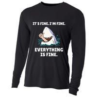 Shark Attack It’S Fine I’M Fine Everything Is Fine Cooling Performance Long Sleeve Crew