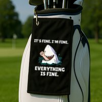 Shark Attack It’S Fine I’M Fine Everything Is Fine Golf Towel