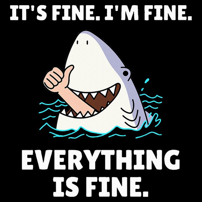 Shark Attack It’S Fine I’M Fine Everything Is Fine Cropped Pullover Crew