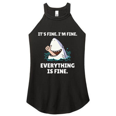 Shark Attack It’S Fine I’M Fine Everything Is Fine Women's Perfect Tri Rocker Tank